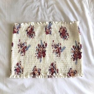 White Tube Top with Floral Pattern